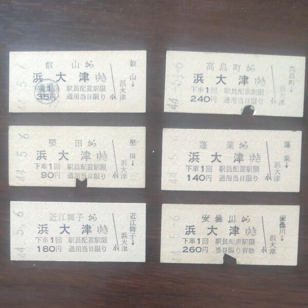 廃線、江若鉄道、乗車券、6枚