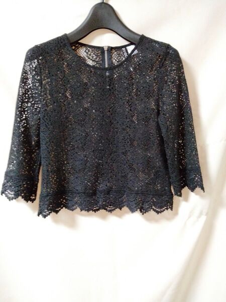 H&M Sサイズ 総レース ブラウス ブラック