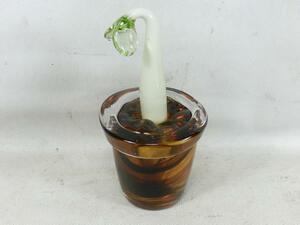 植物　ガラス 置物　ペーパーウエイト　新芽　インテリア　オブジェ　雑貨　小物　作家　art　glass