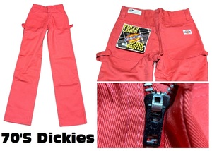 未使用USA製80’Sビンテージ★ディッキーズDICKIES ペインターパンツFULLY LINED★ピンク・メディカルワークス★TALON★26