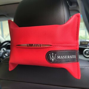 マセラティ Maserati 車のティッシュボックス ティッシュケース ティッシュペーパー アクセサリー 防水 収納ポケット レッド