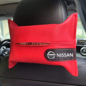 日産 NISSAN 車のティッシュボックス ティッシュケース ティッシュペーパー アクセサリー 防水 収納ポケット レッド