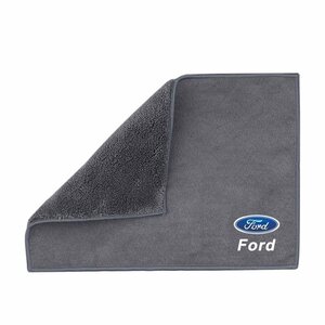 フォード FORD 洗車タオル マイクロファイバー クリーニングクロス 傷防止 速乾タオル ふき取り　超吸水 2枚入り ☆グレー
