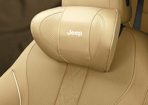 ★新品★ジープ JEEP★ロゴ入りき 車用記憶 通気性弾性 ネックパッド レザー ネックパッド 汎用 車載首枕 ヘッドレスト★ベージュ★