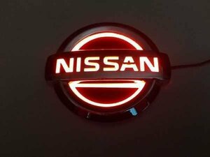 NISSAN 5D LEDエンブレム 交換式 11.7X10.0cm レッド