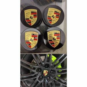 Porsche ポルシェ 汎用 ホイールセンターキャップ ブラック 直径76mm 4個セット