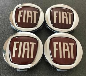 フィアット ホイールキャップ 60mm Fiat センターキャップ シルバーレッド 4個セット