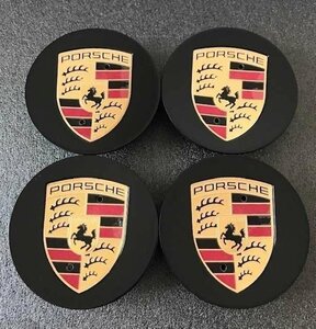 ポルシェ ホイールキャップ 76mm 77mm Porsche センターキャップ クレスト ブラックゴールド 4個セット 718 911