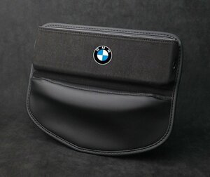 BMW 車シートサイドポケット収納ギャップ 収納ボックス 1個 シートポケット PU製+アルカンターラ ケーブル通し穴付 ブラック