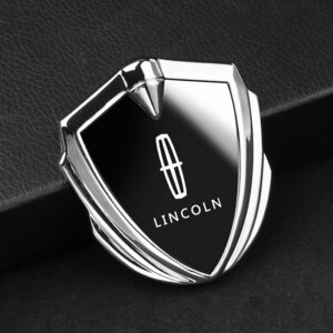 リンカーン Lincoln ステッカー 車ロゴ 車用 エンブレム 鏡面 3D立体 金属製 デカール 防水 両面テープ付き 1枚入り☆シルバー /ブラック