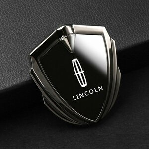 リンカーン Lincoln ステッカー 車ロゴ 車用 エンブレム 鏡面 3D立体 金属製 デカール 防水 両面テープ付き 1枚入り☆深錆色/ブラック