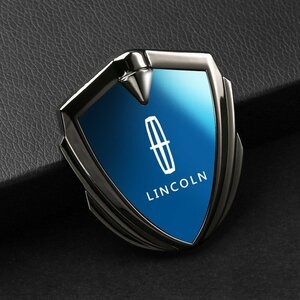 リンカーン Lincoln ステッカー 車ロゴ 車用 エンブレム 鏡面 3D立体 金属製 デカール 防水 両面テープ付き 1枚入り☆深錆色/ブルー