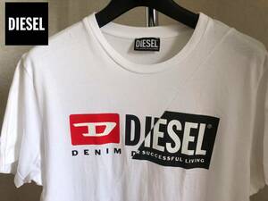 ●人気定番！DIESEL ディーゼル フロント ロゴ TEE Tシャツ ホワイト サイズL 即決 即納 55DSL ブラックゴールド ブレイブマン●331