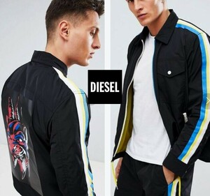 ●DIESEL ディーゼル メンズ バックプリント 裏地メッシュ ジップアップ ウインド ブレイカー ジャケット サイズL 即決 即納 55DSL●471