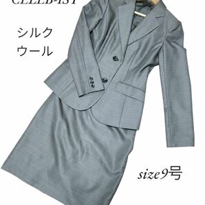 CELEB-IST　スーツスカート　シルク混合　グレー　 上下 フォーマル セットアップ　光沢