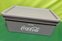 未使用 コカ コーラ フタ付き スクエア 収納 BOX 浅型 3個セット プラスチック バスケット ボックス Coca - Cola_画像4