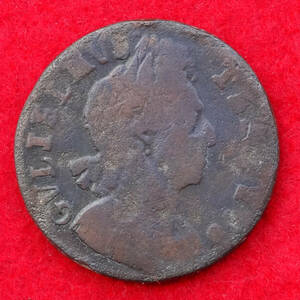 希少◎1700年 イギリス ウィリアム3世 ハーフペニー銅貨 