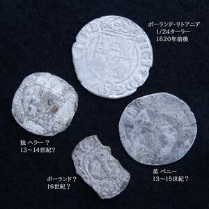 ◎13世紀～ 中世ヨーロッパ銀貨 詳細がよくわからないもの 4点