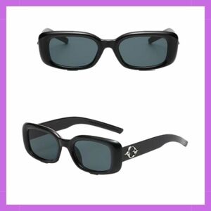 サングラス UV ブラック レディース スクエア型 メンズ 黒 高級感 セレブ