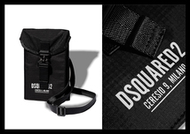 定価3.7万 ディースクエアード DSQUARED2 CERESIO 9 MILANO＆ブランドロゴ入りショルダーウォレットバッグ ポシェット 財布 トラベル_画像1