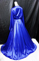 光沢 サテン ナイロン つるつる カラー プリーツ ドレス 大きいサイズ ブルー_画像2