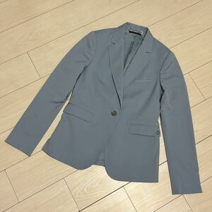  beautiful goods GUCCI Gucci 1B tailored jacket 44 blue group Italy made lady's GG Logo metal fittings bamboo metal fittings 