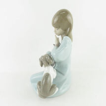 美品 LLADRO リヤドロ 5640 起こしちゃだめよ フィギュリン 陶磁器 少女 猫 犬 置物 人形 西洋 オブジェ SU6050E_画像2