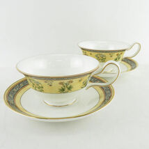 美品 WEDGWOOD ウェッジウッド インディア ティーカップ＆ソーサー 2客 ペア ピオニー SU6282G_画像1