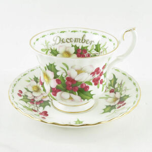 ROYAL ALBERT ロイヤルアルバート フラワーオブザマンス December 12月 ティーカップ＆ソーサー クリスマスローズ 花 紅茶 英国 SY8804K