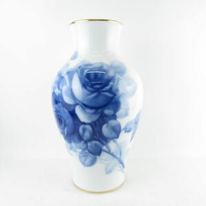 OKURA 大倉陶園 ブルーローズ 花瓶 H35 フラワーベース 花器 飾壺 金彩 青薔薇 SU6859T