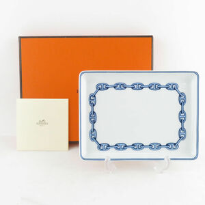 美品 HERMES エルメス シェーヌダンクル スクエアプレート SY9094J