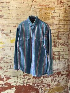 90s Eddie Bauer STRIPE FLANNEL SHIRT エディーバウアー ストライプシャツ フランネルシャツ マルチストライプ アメカジ 80s 長袖シャツ