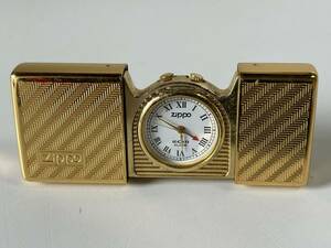 Hj631◆Zippo ジッポ◆置時計 タイムタンク ポケットクロック アラーム ゴールド 金色 ヴィンテージ 当時物