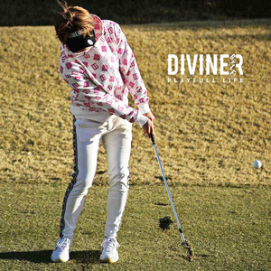 新品タグ付き★標準小売価格13200円を77％オフ【DIVINER GOLF-ディバイナーゴルフ】ゴルフウェア ピンク総柄ZIPパーカー/M■在庫限り■