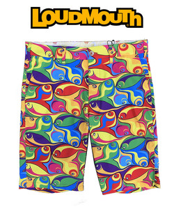 新品タグ付き10450円を■LOUDMOUTH ラウドマウス メンズ 総柄 ツイル ストレッチ ショートパンツ/LL■在庫限り■