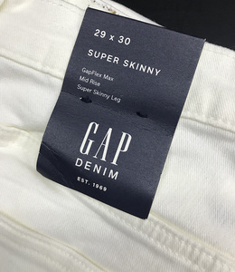 新品タグ付き/1点のみ/GAPギャップホワイトデニムMid RiseストレッチSUPER SKINNY スーパースキニー/WHT/29■在庫限り■