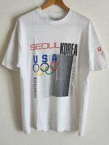 【XL】80sオリンピック五輪TシャツビンテージシングルステッチヘインズUSA製オールド