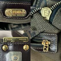 希少 フェンディ FENDI マンマバケット ゴールド金具 ハンドバッグ ワンショルダーバッグ 総柄 ロゴ ブラウン ズッカ 送料無料_画像10