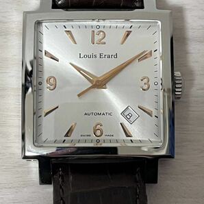 送料無料 良品 ルイエラール Louis Erard カレ オートマティック 自動巻 69500 スクエア デイト レザー メンズ 腕時計 の画像2