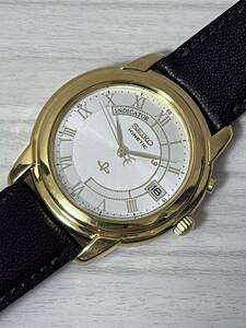 ジャンク 送料無料 SEIKO 5M42-0B49 セイコー キネティック　腕時計 ゴールド色 メンズ デイト