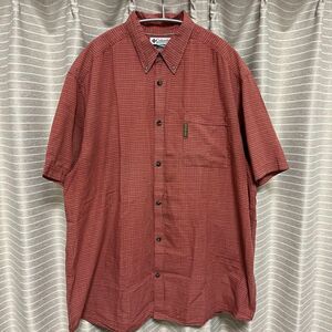 Columbia BDシャツ チェックシャツ オレンジ コロンビア XL 半袖 古着 90s ビンテージ vintage