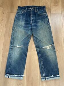 LEVI’S（リーバイス） 501XX USA製 米国製 バレンシア工場 W31 L36 ゴールデンサイズ ビッグE 赤耳 ダメージ クラッシュ デニム 