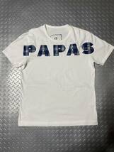 前後PAPASロゴアップリケ！☆ 美品 Papas パパス ☆ 半袖Ｔシャツ 白 50L_画像1