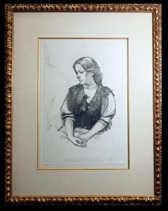 中山忠彦『想い』　女性図　銅版画　人気の作品　エッチング　限定95部　貴重　