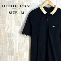 M3795 BURBERRY GOLF バーバリーゴルフ　ゴルフ半袖ポロシャツ　Mサイズ　メンズ　黒　三陽商会　日本製　綿100％　ゴルフウェア_画像1