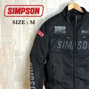 M3851 SIMPSON シンプソン　ライダースジャケット Mサイズ　黒　メンズ　中綿ポリ　プロテクター入り　フルジップ　アウター　上着　羽織