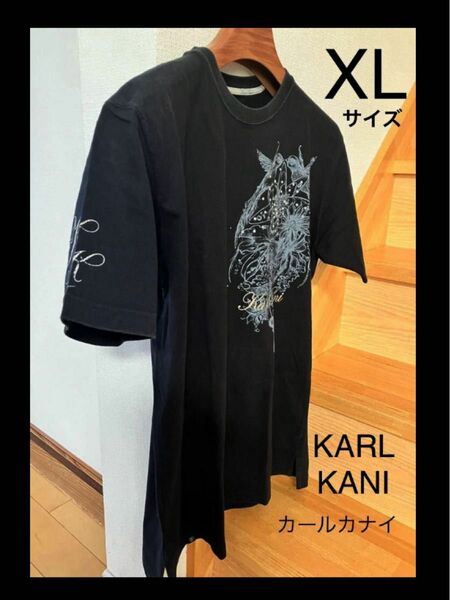 XL（ LL）サイズ　カールカナイ　KARL KANI 黒　半袖Tシャツ
