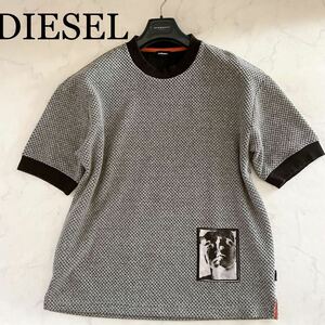 【希少デザイン】 美品●DIESEL ディーゼル●立体ワッフルTシャツ 半袖Tシャツ 転写ワッペン トップス サイズM （XL相当）メンズ 