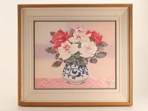 【琴》送料無料 久保吉郎 日本画 「薔薇」８号 WJ162