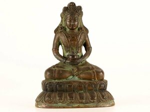 【琴》送料無料 仏教美術 古銅製仏座像 WJ658